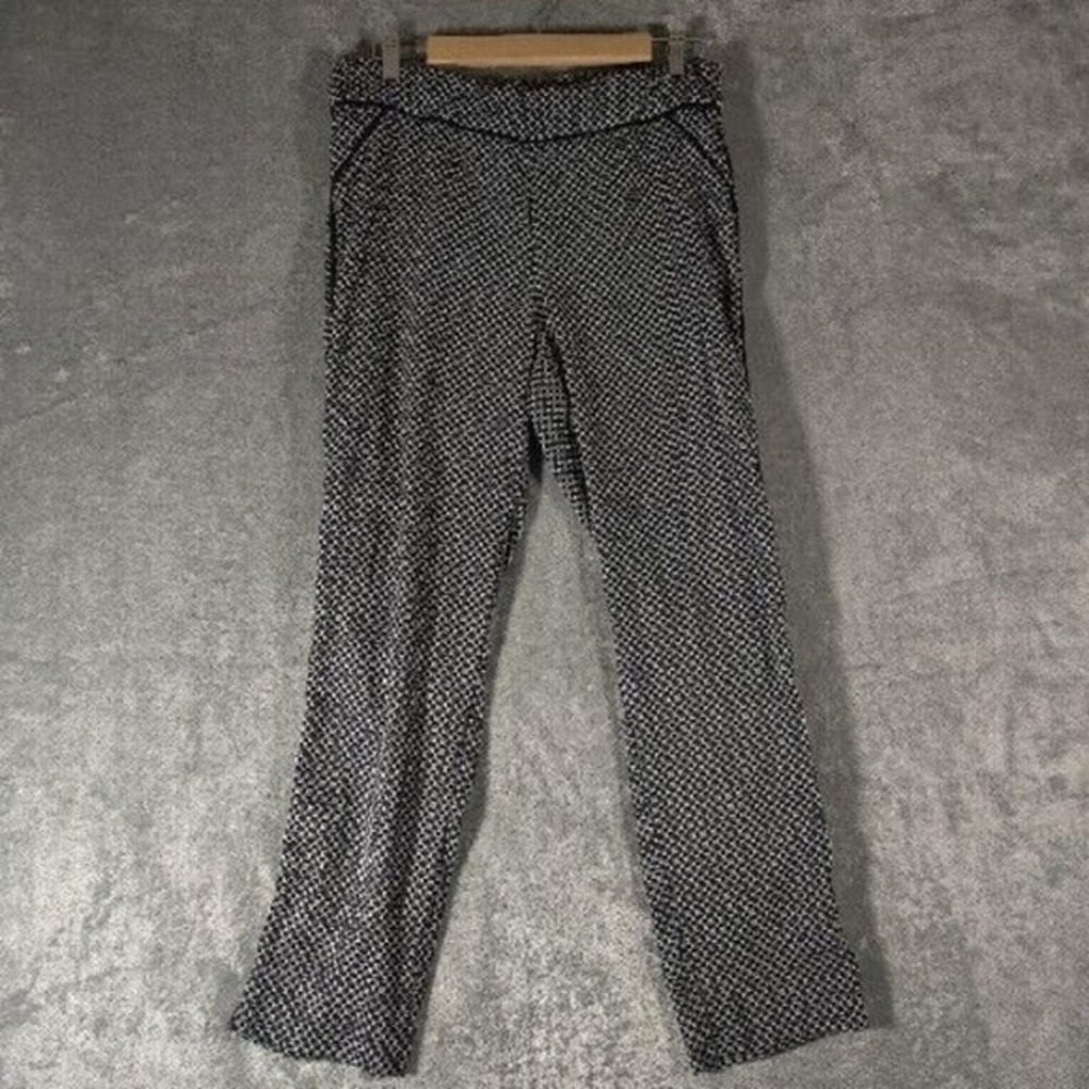 Rafaella Women's 12 Black & White‎ Geometric Print Ankle Length Pants Pull On